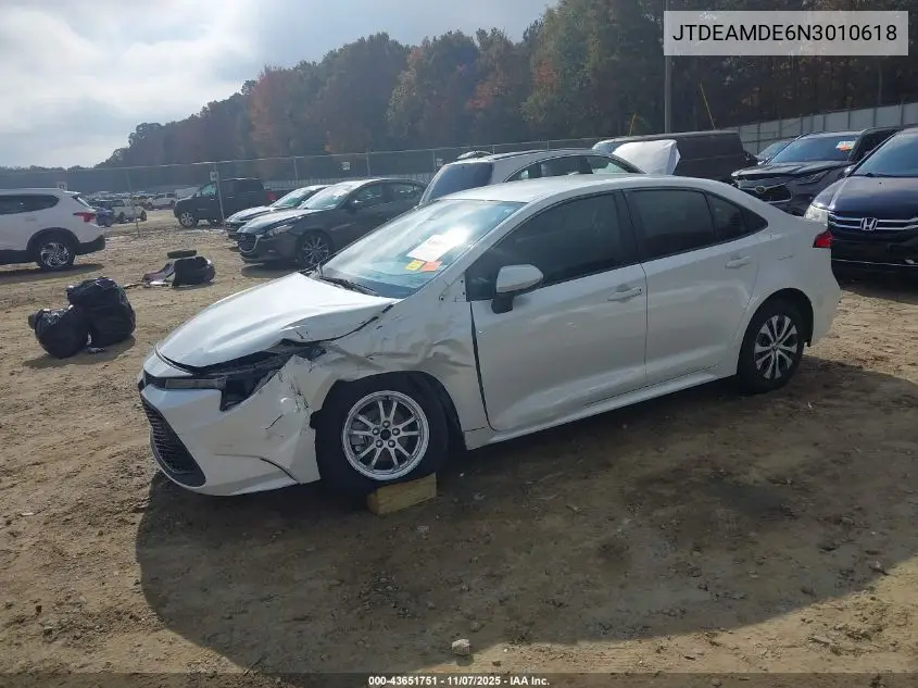 JTDEAMDE6N3010618 2022 Toyota Corolla Hybrid Le