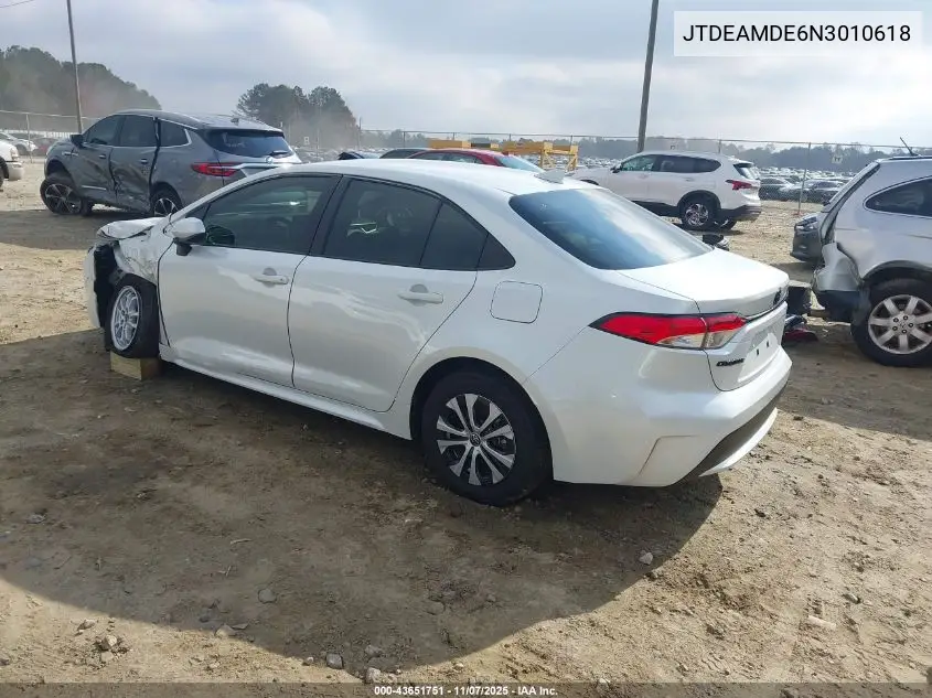 JTDEAMDE6N3010618 2022 Toyota Corolla Hybrid Le