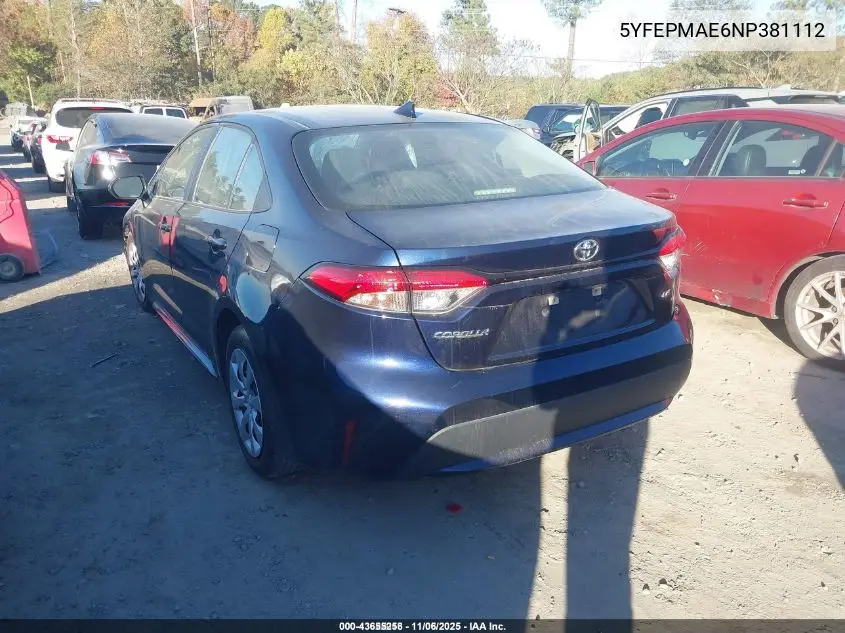 5YFEPMAE6NP381112 2022 Toyota Corolla Le