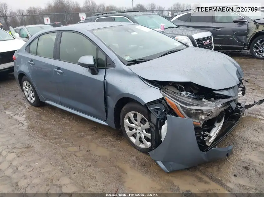 JTDEPMAE6NJ226709 2022 Toyota Corolla Le