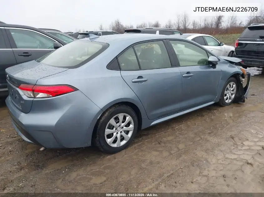 JTDEPMAE6NJ226709 2022 Toyota Corolla Le