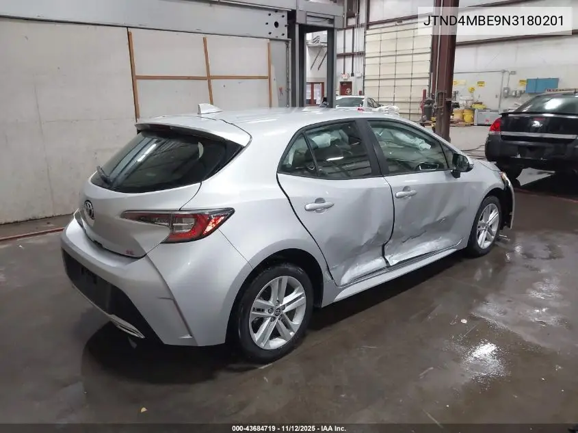 JTND4MBE9N3180201 2022 Toyota Corolla Se