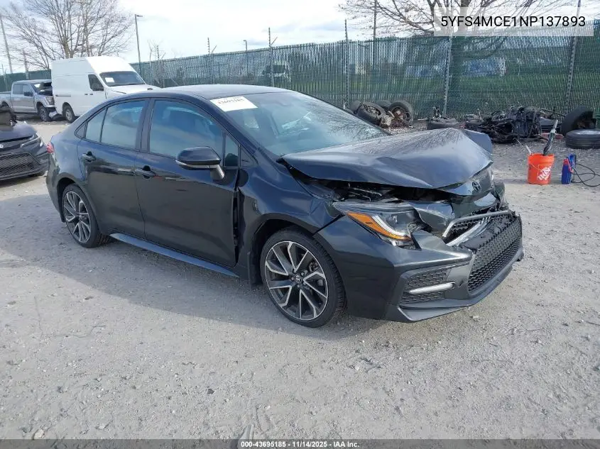 5YFS4MCE1NP137893 2022 Toyota Corolla Se