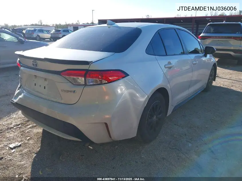 JTDEAMDE1NJ036006 2022 Toyota Corolla Hybrid Le