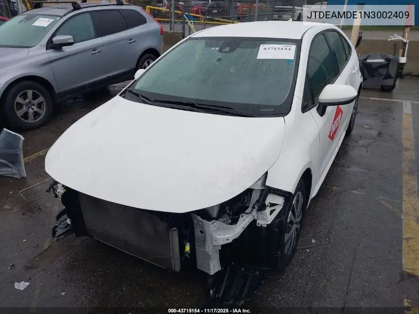 JTDEAMDE1N3002409 2022 Toyota Corolla Hybrid Le