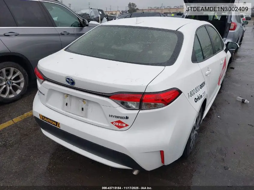 JTDEAMDE1N3002409 2022 Toyota Corolla Hybrid Le