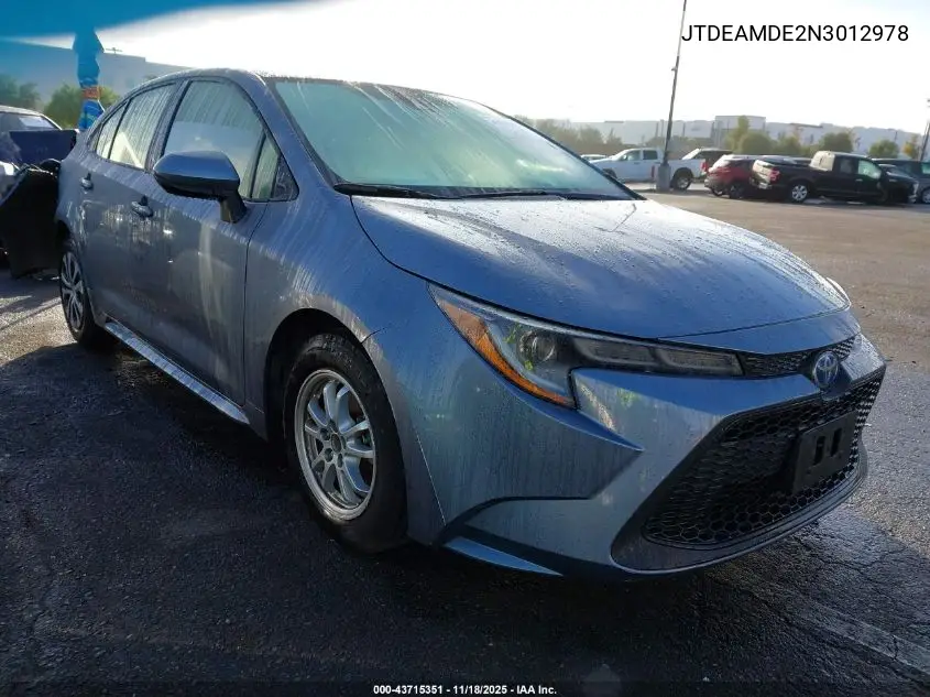 JTDEAMDE2N3012978 2022 Toyota Corolla Hybrid Le