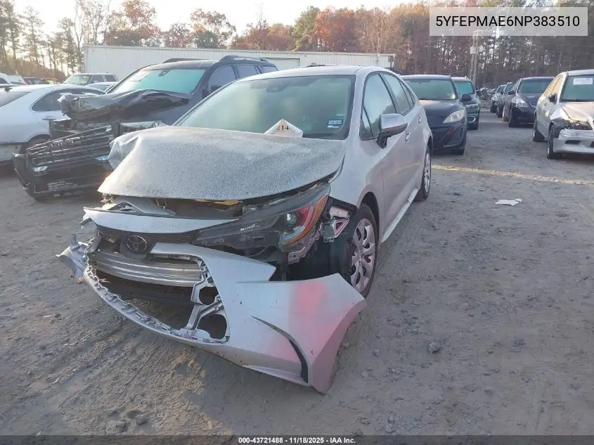 5YFEPMAE6NP383510 2022 Toyota Corolla Le