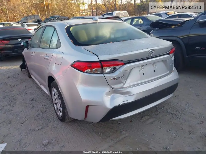 5YFEPMAE6NP383510 2022 Toyota Corolla Le