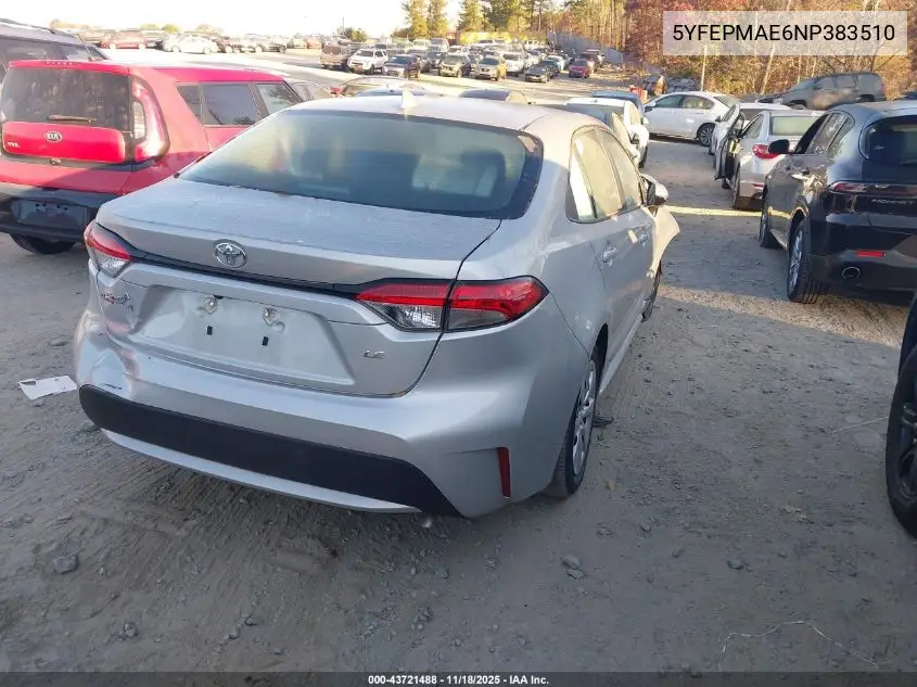 5YFEPMAE6NP383510 2022 Toyota Corolla Le