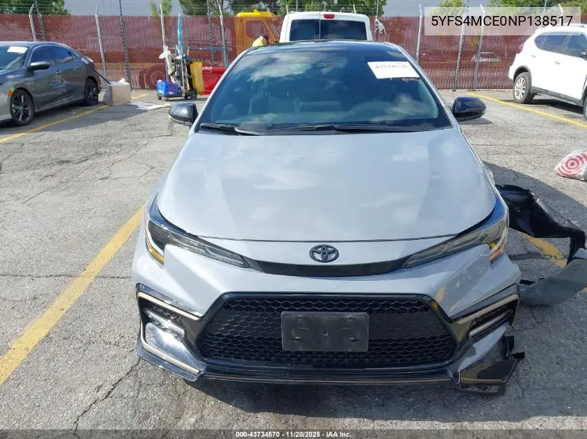 5YFS4MCE0NP138517 2022 Toyota Corolla Se Apex Edition