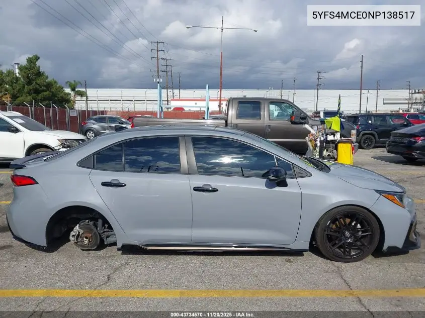 5YFS4MCE0NP138517 2022 Toyota Corolla Se Apex Edition