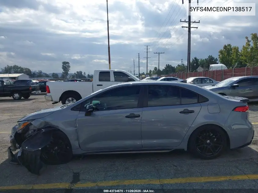 5YFS4MCE0NP138517 2022 Toyota Corolla Se Apex Edition