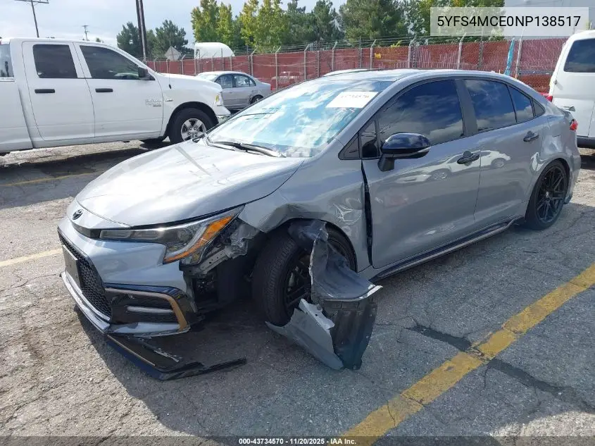 5YFS4MCE0NP138517 2022 Toyota Corolla Se Apex Edition