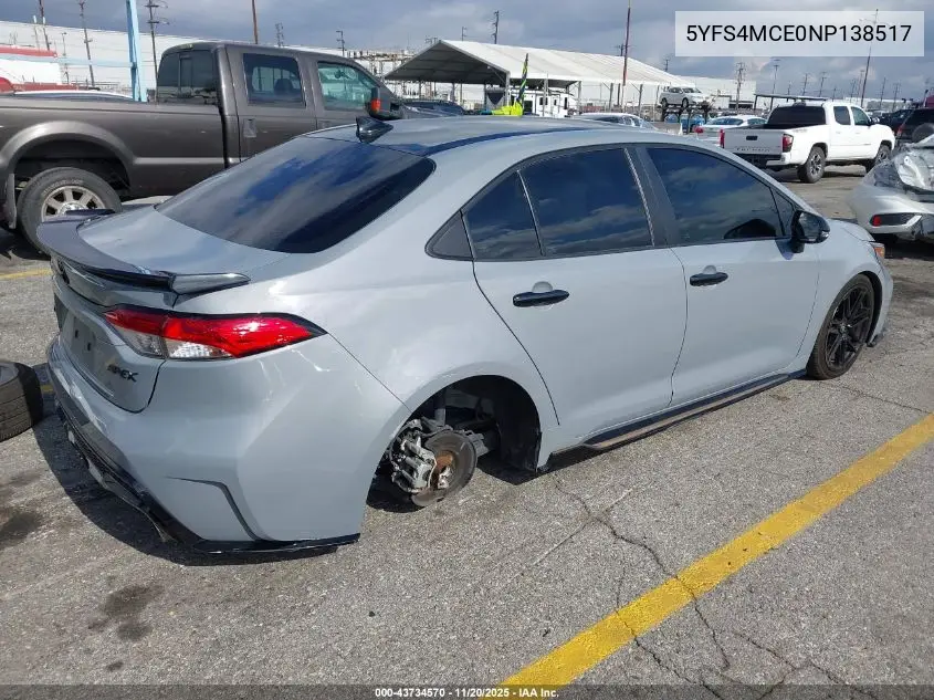 5YFS4MCE0NP138517 2022 Toyota Corolla Se Apex Edition