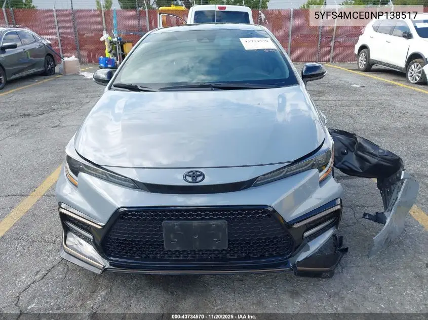 5YFS4MCE0NP138517 2022 Toyota Corolla Se Apex Edition