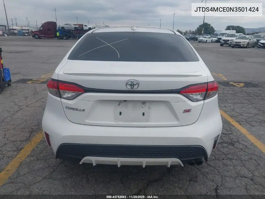 JTDS4MCE0N3501424 2022 Toyota Corolla Se