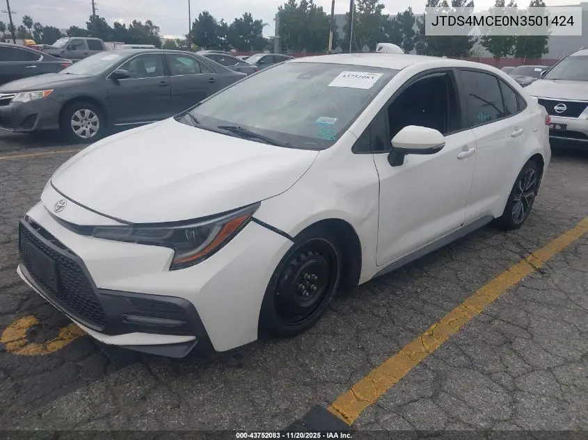 JTDS4MCE0N3501424 2022 Toyota Corolla Se