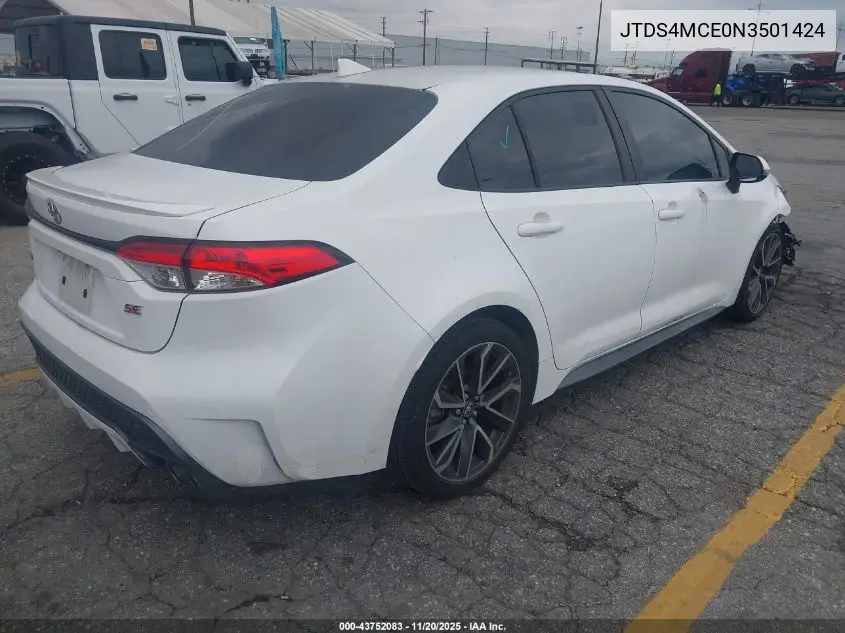 JTDS4MCE0N3501424 2022 Toyota Corolla Se