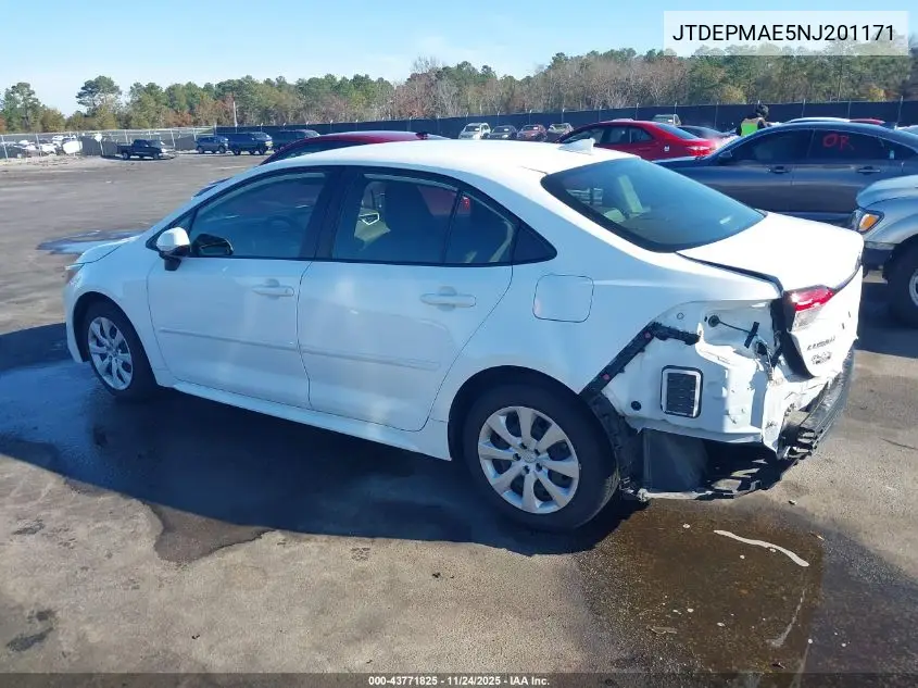 JTDEPMAE5NJ201171 2022 Toyota Corolla Le