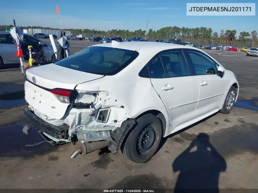 JTDEPMAE5NJ201171 2022 Toyota Corolla Le