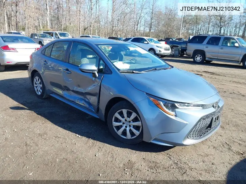 JTDEPMAE7NJ210342 2022 Toyota Corolla Le
