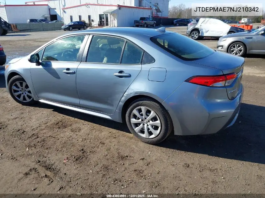 JTDEPMAE7NJ210342 2022 Toyota Corolla Le