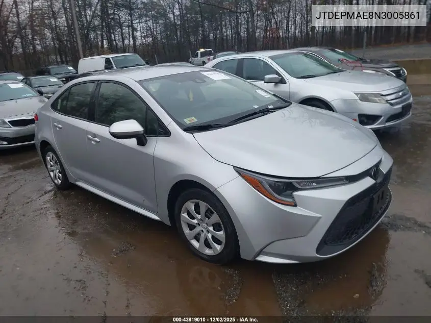 JTDEPMAE8N3005861 2022 Toyota Corolla Le