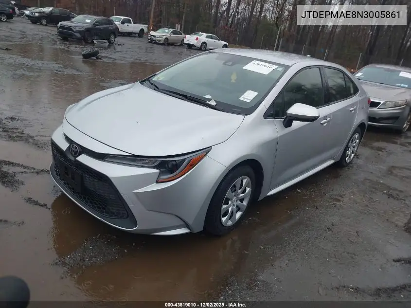 JTDEPMAE8N3005861 2022 Toyota Corolla Le