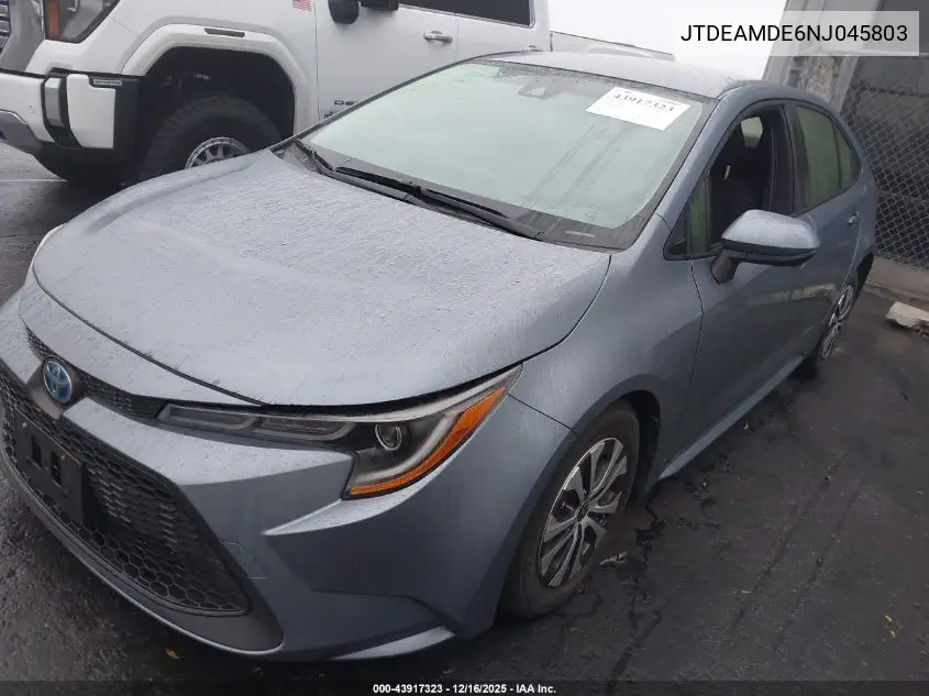 JTDEAMDE6NJ045803 2022 Toyota Corolla Hybrid Le