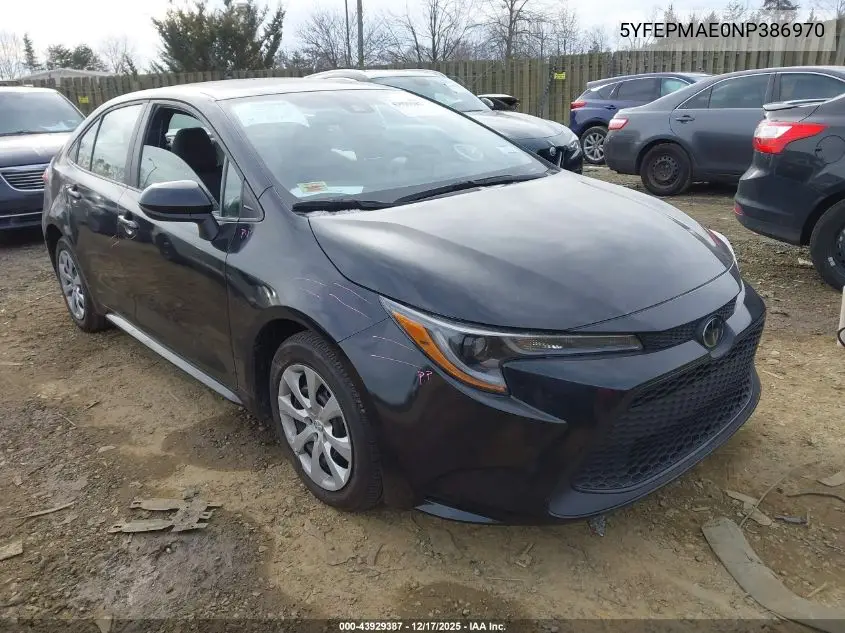 5YFEPMAE0NP386970 2022 Toyota Corolla Le