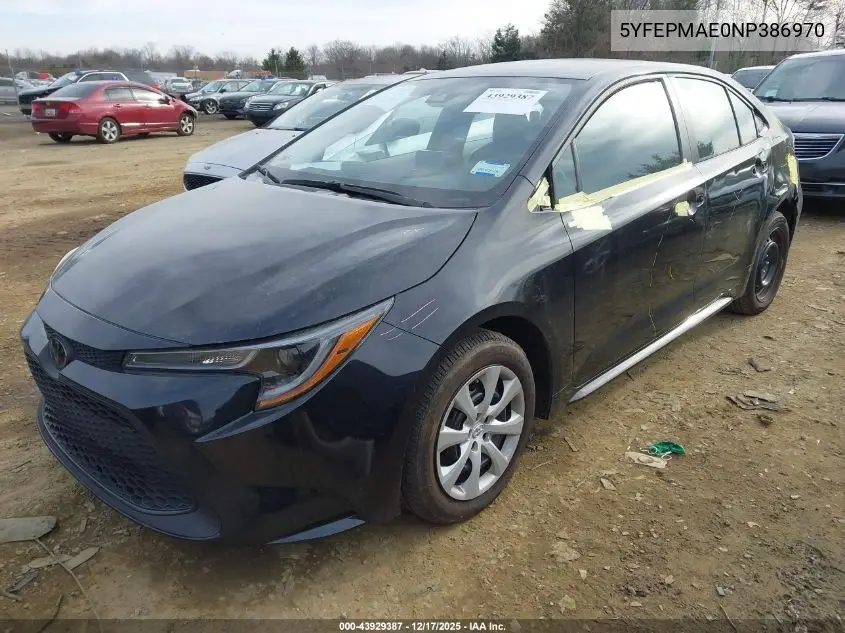 5YFEPMAE0NP386970 2022 Toyota Corolla Le