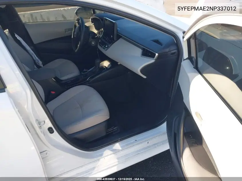5YFEPMAE2NP337012 2022 Toyota Corolla Le