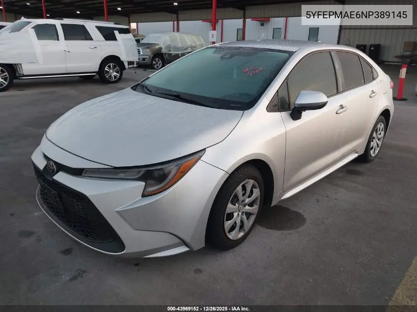 5YFEPMAE6NP389145 2022 Toyota Corolla Le