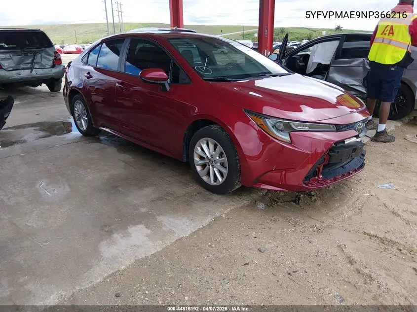 5YFVPMAE9NP366216 2022 Toyota Corolla Le
