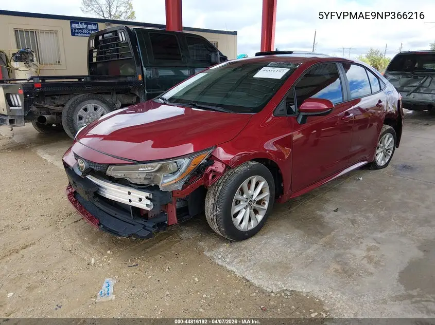 5YFVPMAE9NP366216 2022 Toyota Corolla Le
