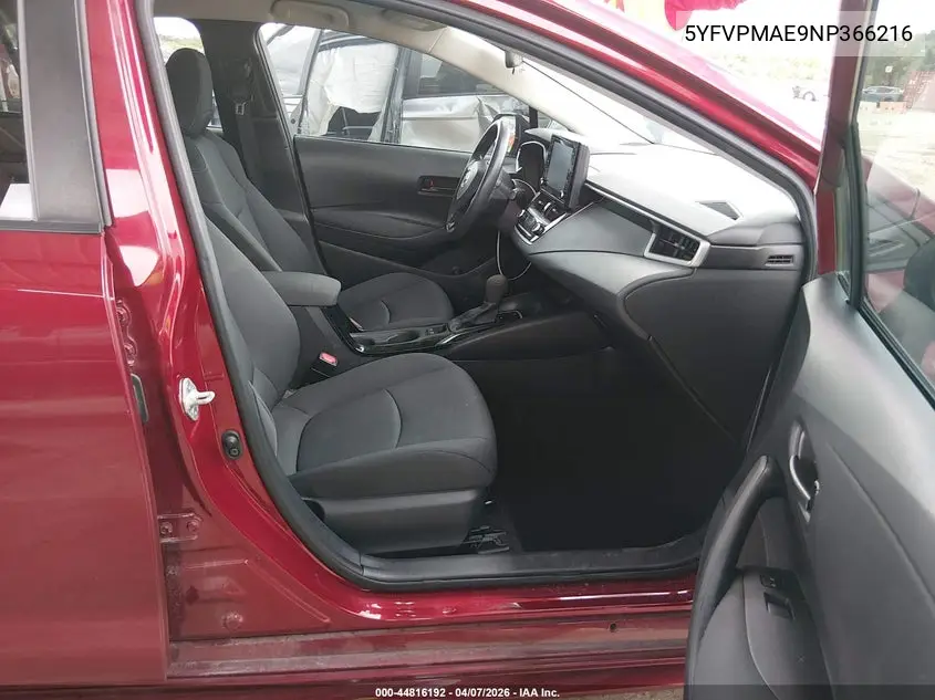 5YFVPMAE9NP366216 2022 Toyota Corolla Le