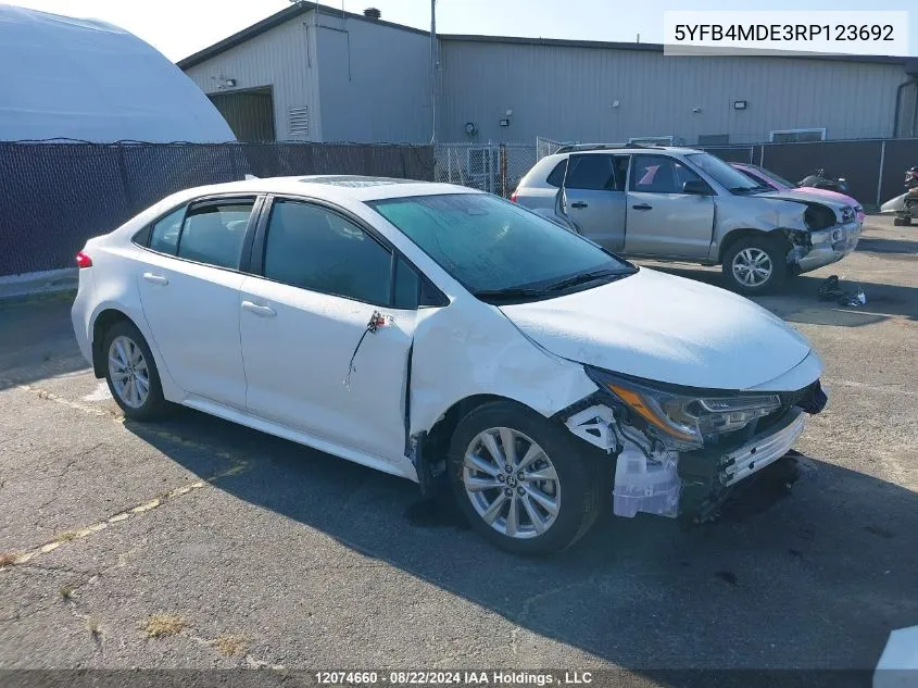 2024 Toyota Corolla Le VIN: 5YFB4MDE3RP123692 Lot: 12074660