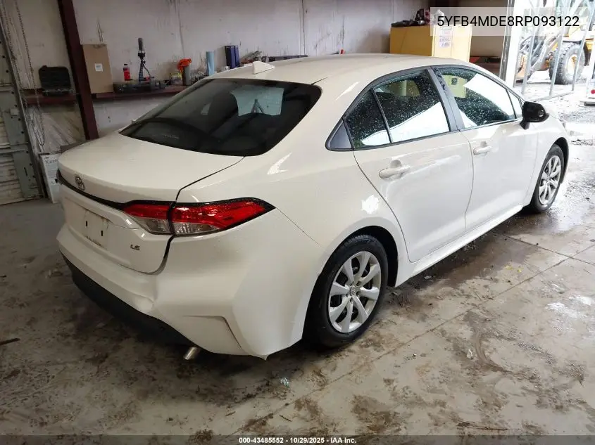 5YFB4MDE8RP093122 2024 Toyota Corolla Le
