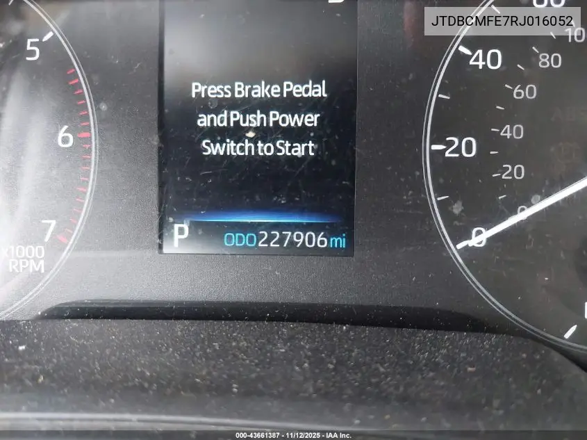 JTDBCMFE7RJ016052 2024 Toyota Corolla Hybrid Le