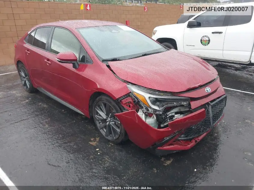 JTDBCMFE0RJ020007 2024 Toyota Corolla Hybrid Se