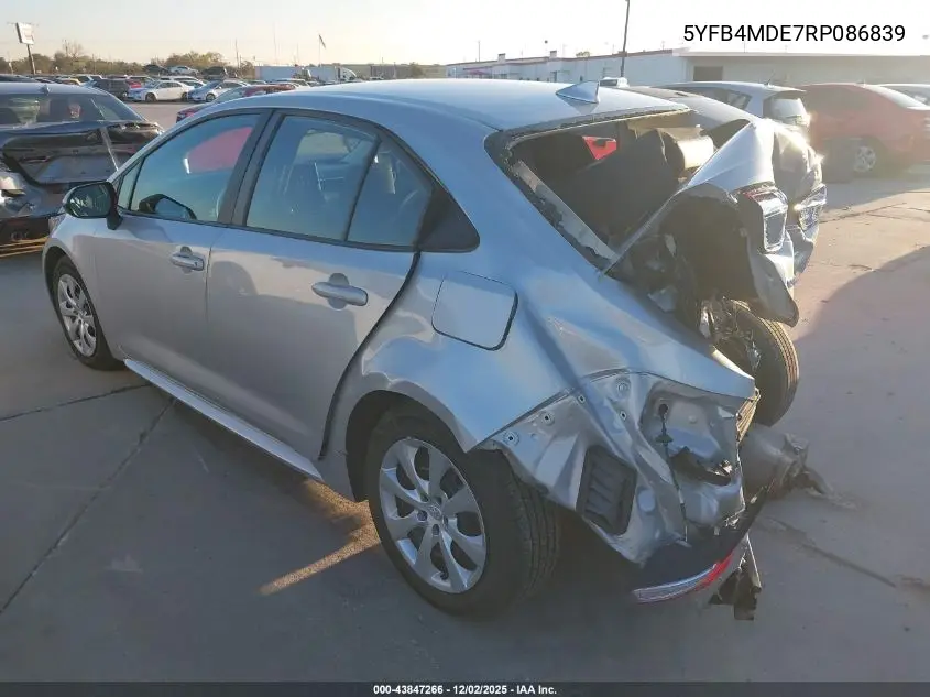 5YFB4MDE7RP086839 2024 Toyota Corolla Le