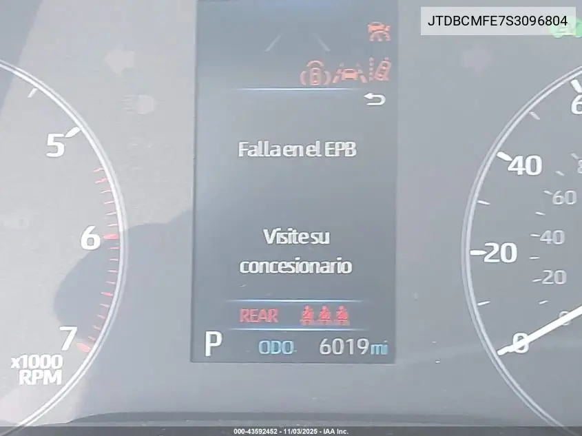 JTDBCMFE7S3096804 2025 Toyota Corolla Hybrid Le