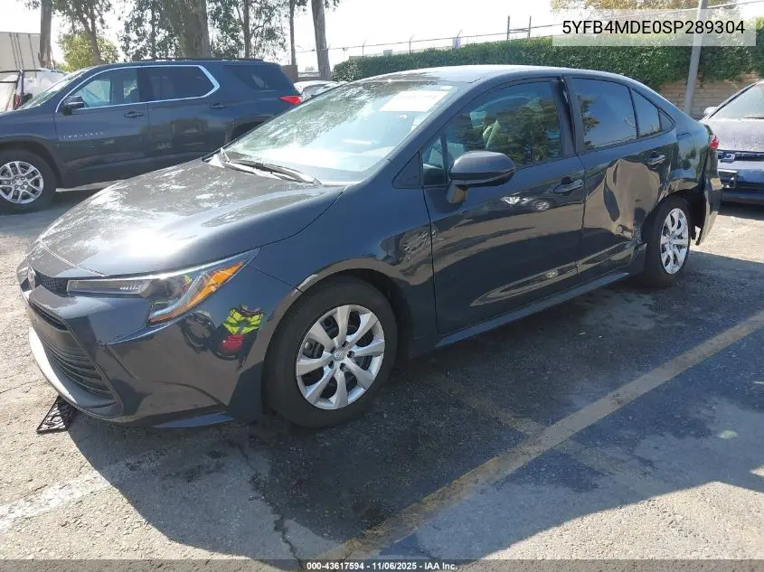 5YFB4MDE0SP289304 2025 Toyota Corolla Le