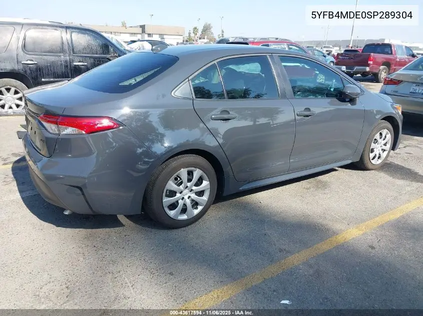 5YFB4MDE0SP289304 2025 Toyota Corolla Le