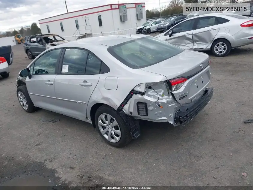 5YFB4MDEXSP286815 2025 Toyota Corolla Le