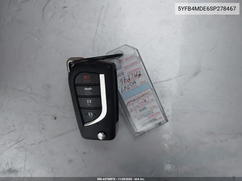 5YFB4MDE6SP278467 2025 Toyota Corolla Le