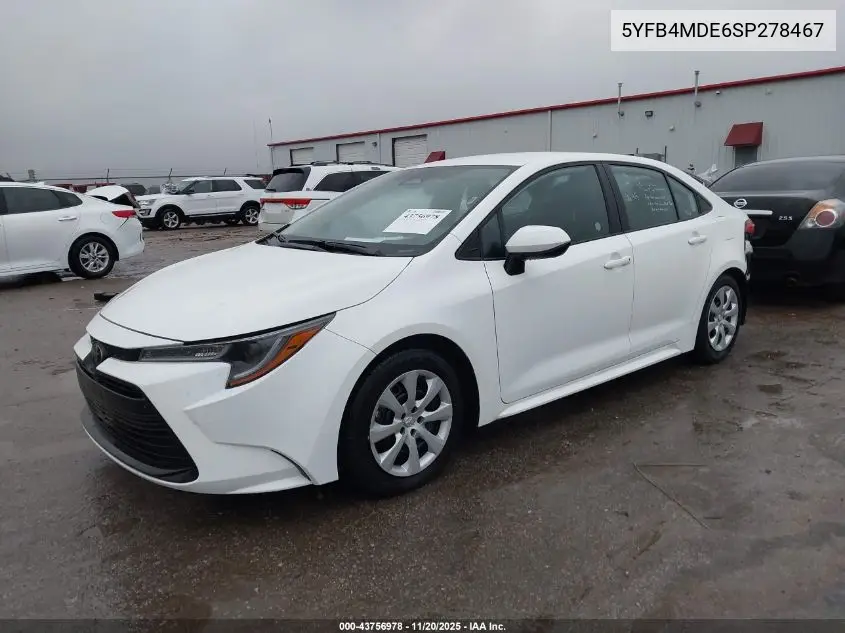 5YFB4MDE6SP278467 2025 Toyota Corolla Le