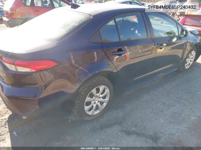 5YFB4MDE6SP240432 2025 Toyota Corolla Le