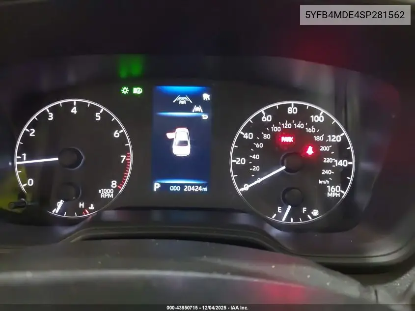 5YFB4MDE4SP281562 2025 Toyota Corolla Le